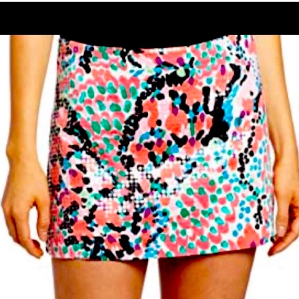 Lilly Pulitzer Pink and Green Mini Sequin Skirt Abstract Mini Skirt Rare Find